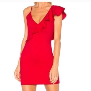 Amanda Uprichard Women's Size S Draped Overlay One Shoulder Ponte Knit Dress